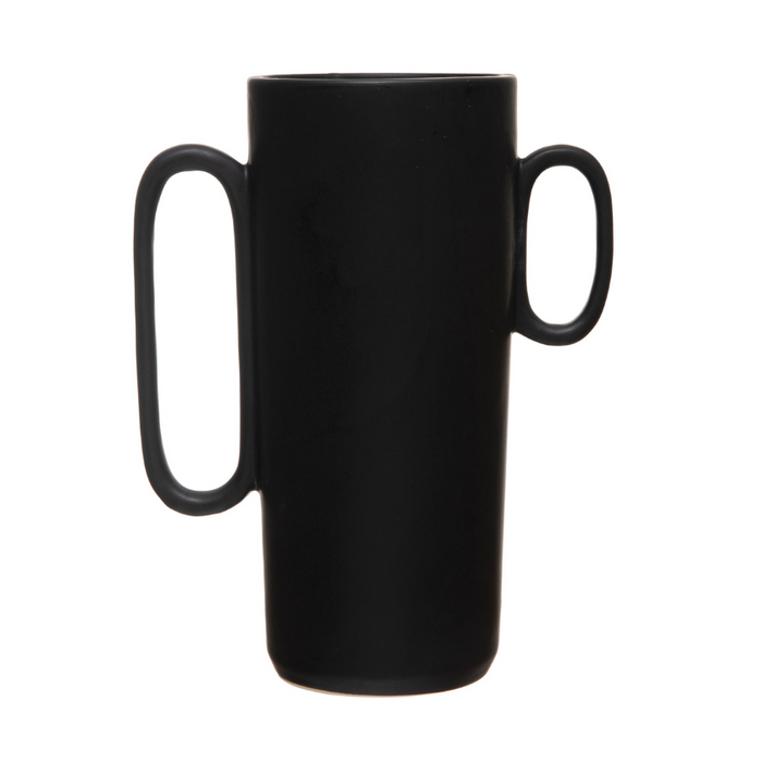 Stoneware Vase with Asymmetrical Handles, 10"H