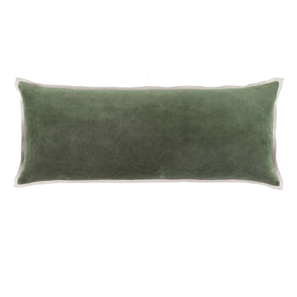 Gehry Velvet/Linen Decorative Pillow, Sage, 16" x 40"