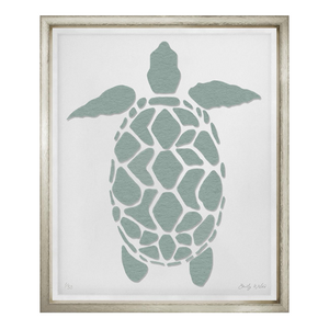 Floating Sage Velvet Turtle , 30" X 36"