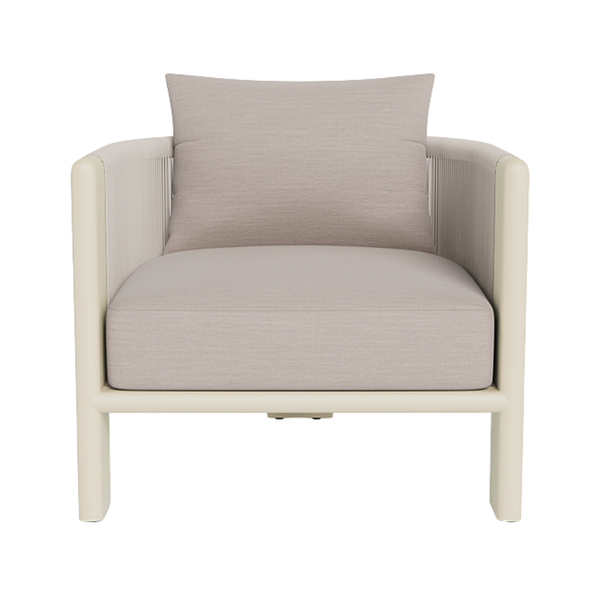 Palm Beach Lounge Chair, Aluminum Bone/Panama Marble/Rope Shell, 31.5"W