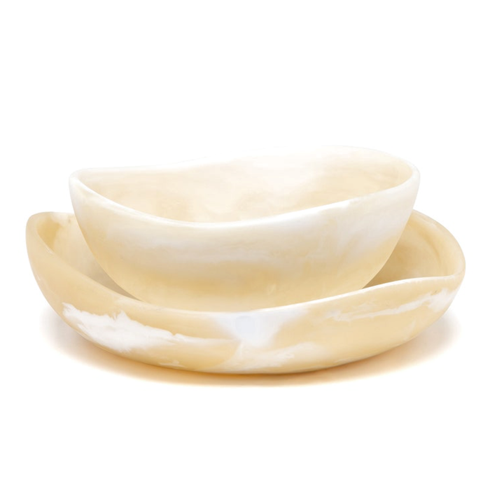Mazzy Serving Bowls - Ivory Swirled, 2 Sizes