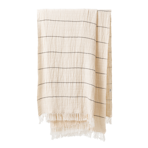 August Cotton Blend Throw,  Natural/Black