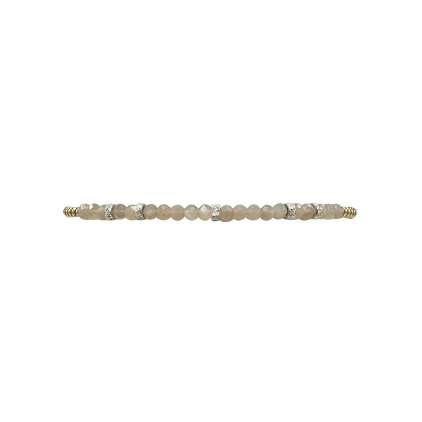 2mm Signature Bracelet with Mauve Moonstone and Sterling Silver Rondelles