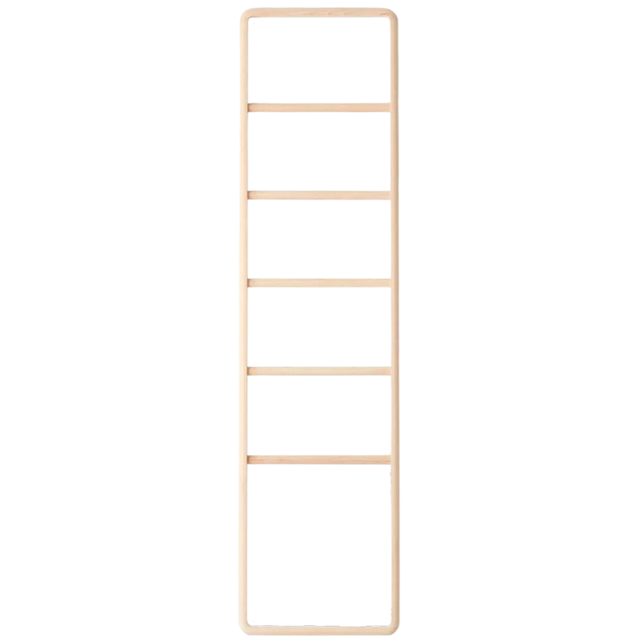 Hinoki Wood Ladder, 70.8"H x 18"W x 1.5"D