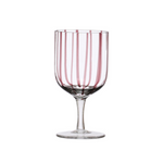 Hand-Painted Wine Glass w/ Stripes, 14 oz, Pink