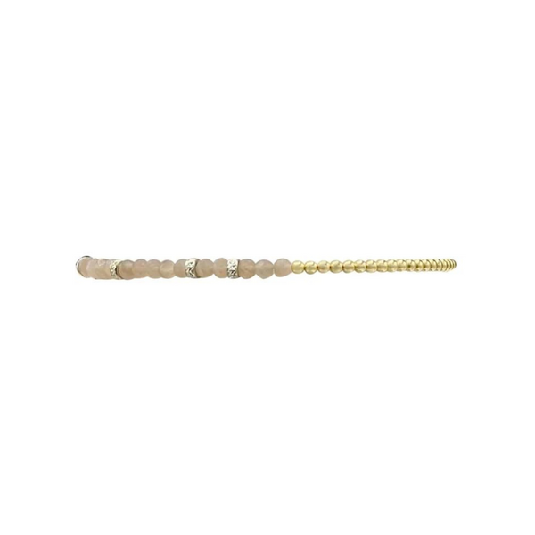 2mm Signature Bracelet with Mauve Moonstone and Sterling Silver Rondelles