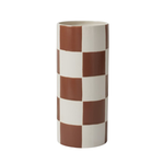 Checkerboard Vase, Brown, 5" x 12"