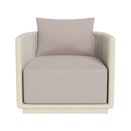 Palm Beach Swivel Lounge Chair, Aluminum Bone/Panama Marble/Rope Shell, 31.5"W