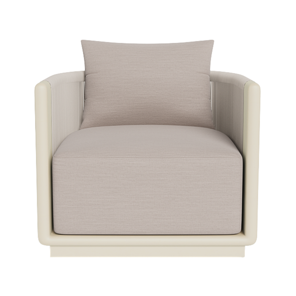 Palm Beach Swivel Lounge Chair, Aluminum Bone/Panama Marble/Rope Shell, 31.5"W