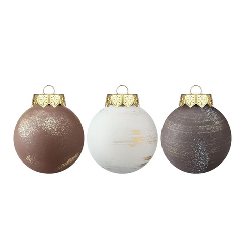 Textured Christmas Ornament Neutral Tones, 3 Colors, 3.15"