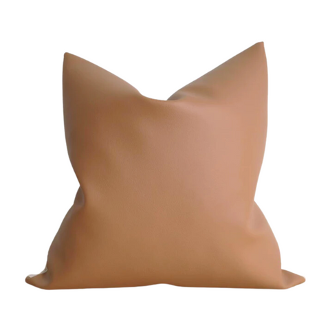 Naima - Tan Faux Leather Pillow, 20" x 20"