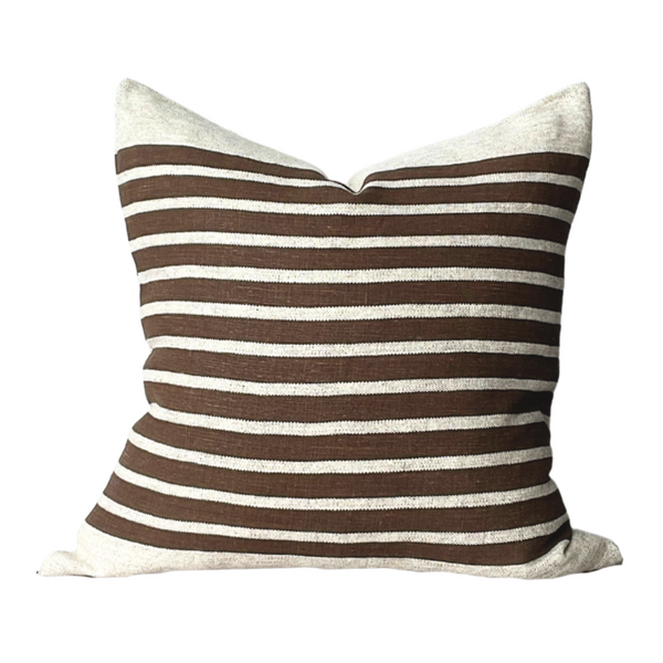 Calvin Stripe on Taupe Indoor - Bark, 21" x 21"