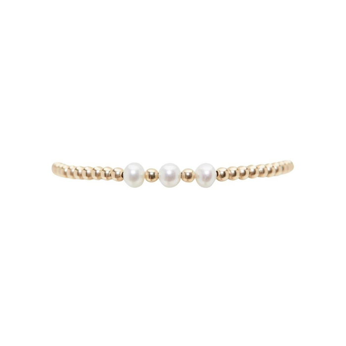 3MM Signature Bracelet with 3 White Pearl Pattern