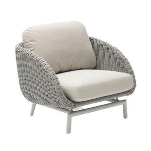 Scoop Occasional Chair with Optional Ottoman, Light Grey Aluminum