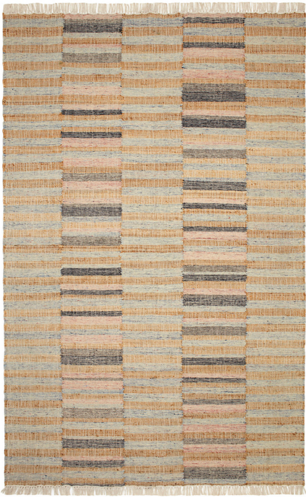 Ravel Stripe Blue Handwoven Wool Rug