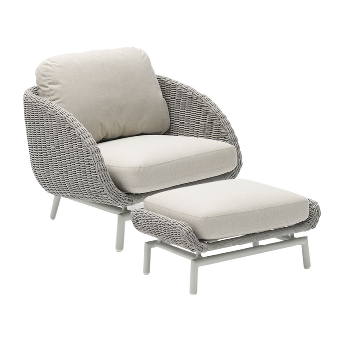Scoop Occasional Chair with Optional Ottoman, Light Grey Aluminum