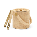 Barth Ice Bucket with Tongs, Rattan/Gold
