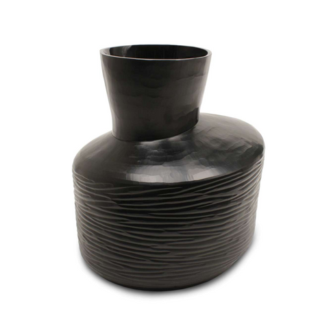 Pukao Round Vase, Black