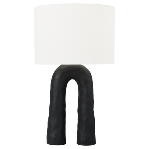 Aura Medium Table Lamp, Rough Black Ceramic
