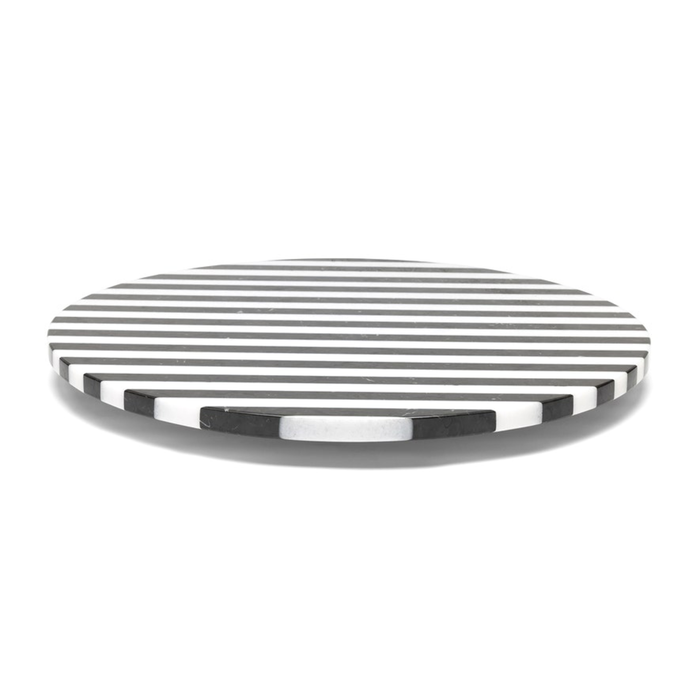 Marceau Lazy Susan - Black/White Striped, 16"Dia