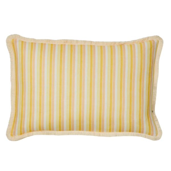 Garden Stripe Yellow Lumbar Pillow, 16" x 24"
