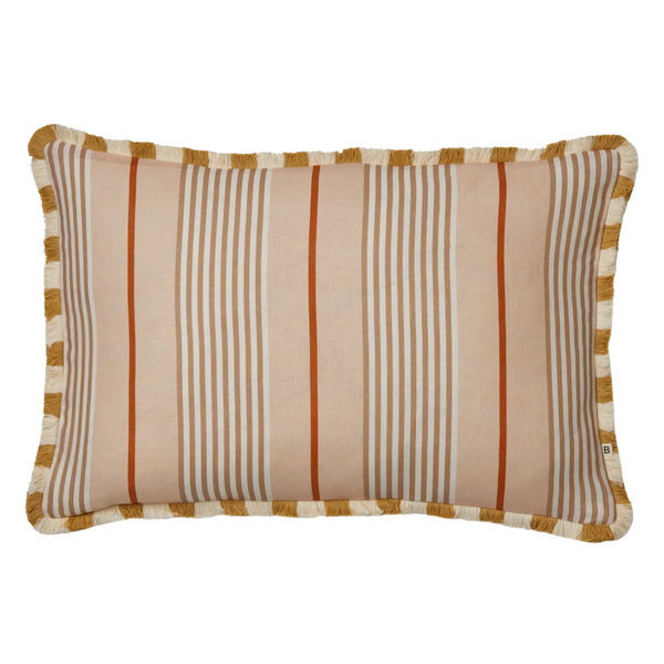 Club Stripe Pearl Linen Lumbar Pillow, 16" x 24"