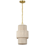 Dorado Pendant, Antique-Burnished Brass/Washed Abaca, 12"