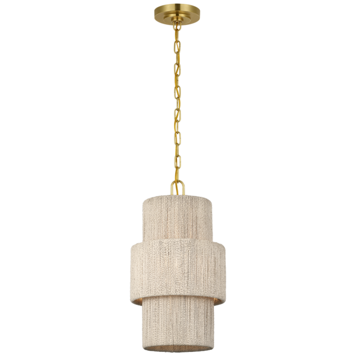 Dorado Pendant, Antique-Burnished Brass/Washed Abaca, 12"