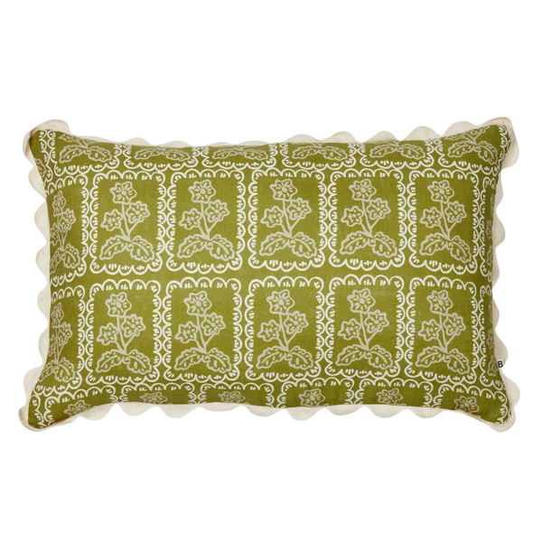 Martine Olive Lumbar Pillow, 16" x 24"