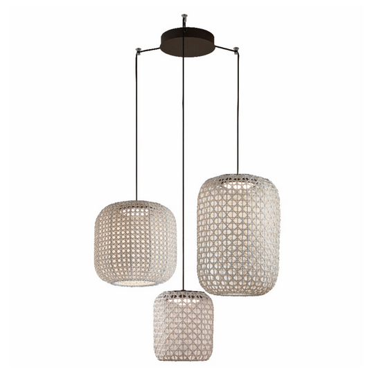 Nans 3-Set Outdoor Pendant Light, Beige Shade