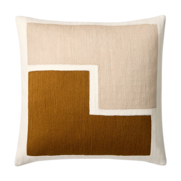 Stacked Shapes Crewel Pillow Cover - Cumin, 20" x 20"