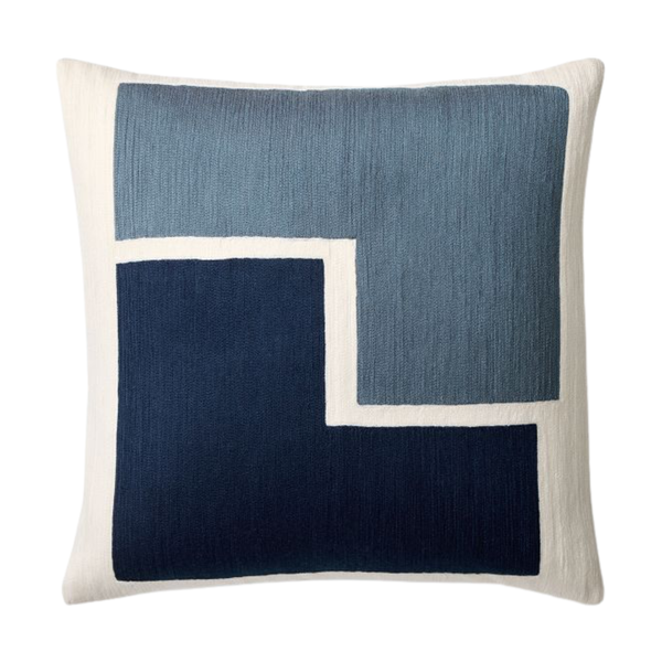 Stacked Shapes Crewel Pillow Cover - Midnight, 20" x 20"