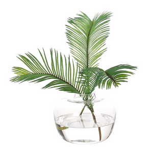 Palm Fern, in Glass Ginger Jar Faux Greenery Watergarden, 11"