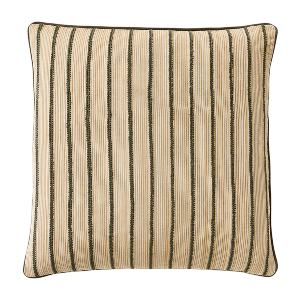 Filigree Stripe Pillow Cover - Dark Olive, 20" x 20"