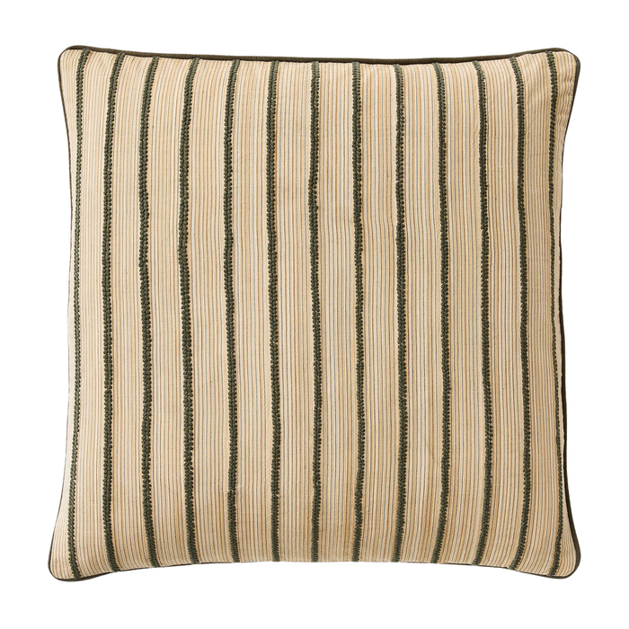 Filigree Stripe Pillow Cover - Dark Olive, 20" x 20"