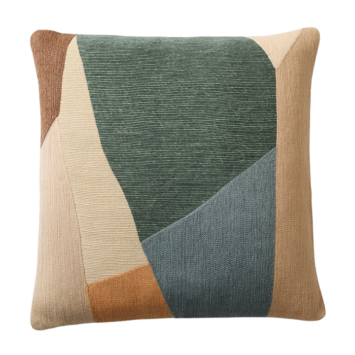 Mosaic Crewel Pillow Cover - Aegean, 20" x 20"