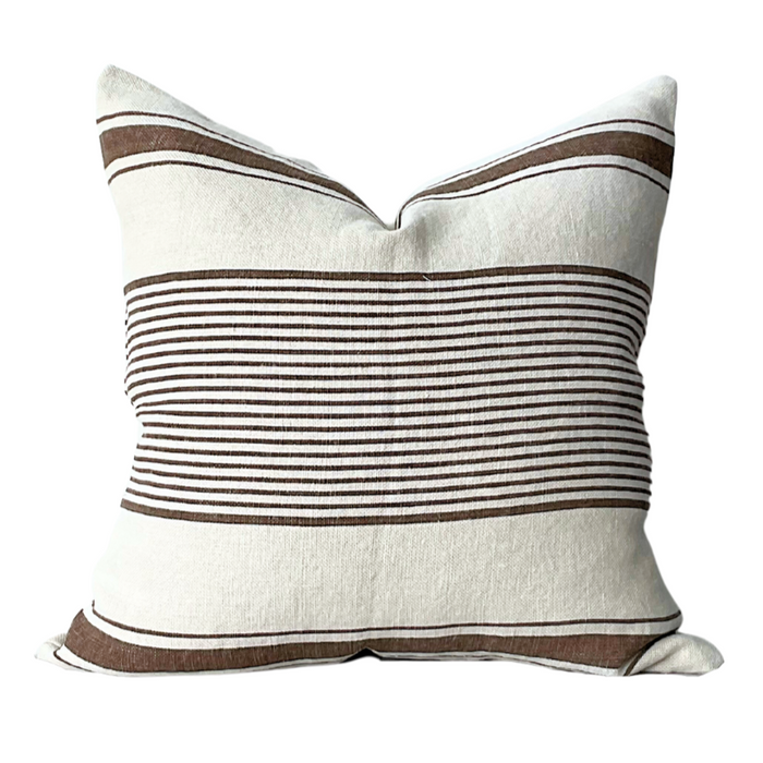 Milo Stripe on Natural Outdoor - Bark, 21" x 21"