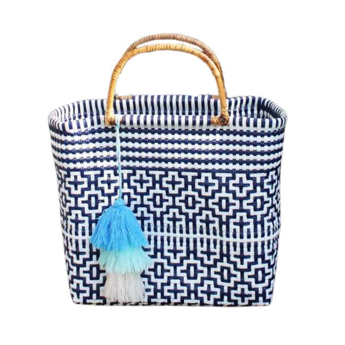 Bamboo Preppy Tile Navy Citron Tote