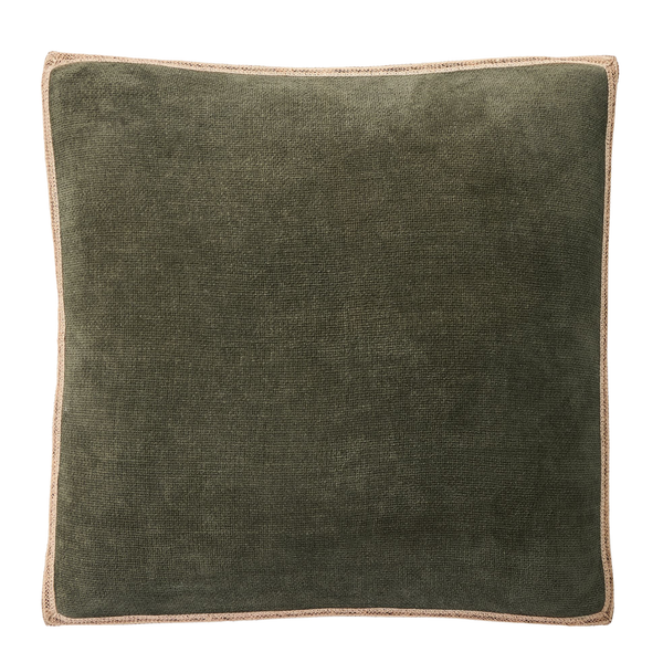 Solid Bordered Pillow Cover - Dark Olive, 24" x 24"