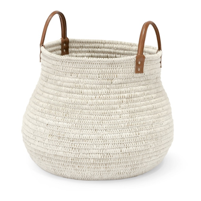 Cairo Basket, White, Large, 22.5" Dia x 17.25" H