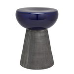 Loz Outdoor Side Table, Cobalt/Blackwashed Ceramic