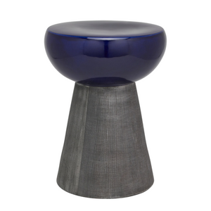 Loz Outdoor Side Table, Cobalt/Blackwashed Ceramic