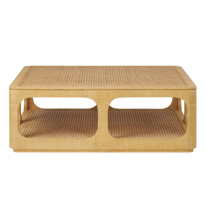 Fiorenza Coffee Table, Matte Raffia/Natural Cane, 48"W x 48"D