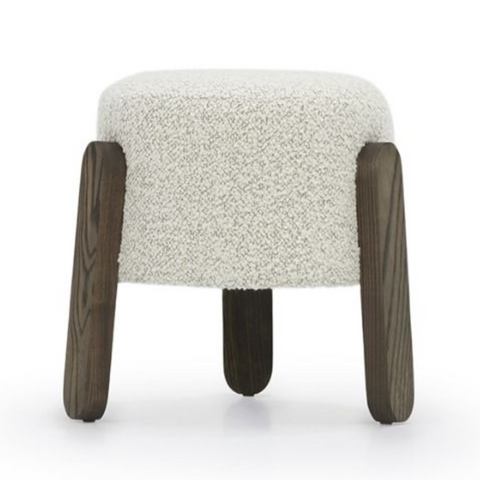 Lou Round Stool, Matalpaca Boucle - Crème