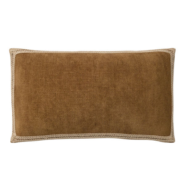 Solid Bordered Lumbar Pillow Cover - Golden Oak, 12" x 21"