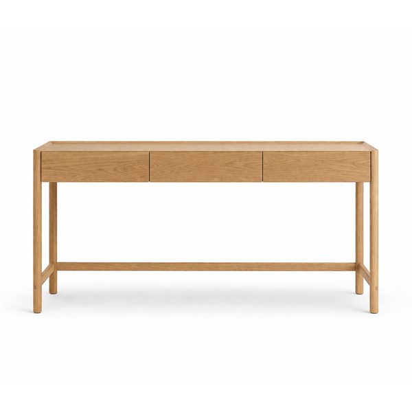 Nell Three Drawer Desk, Light Oak, 63"W x 23.6"D x 30.7"H