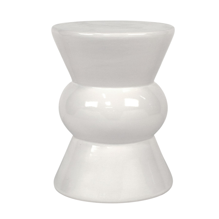 Teagan Outdoor Side Table, Glossy White Ceramic