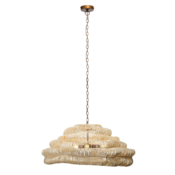 Bettina Chandelier, White Rattan, 34"