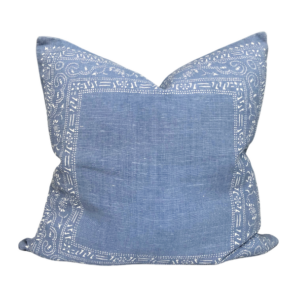 Dark Georgia Pillow - French blue, 22" x 22"