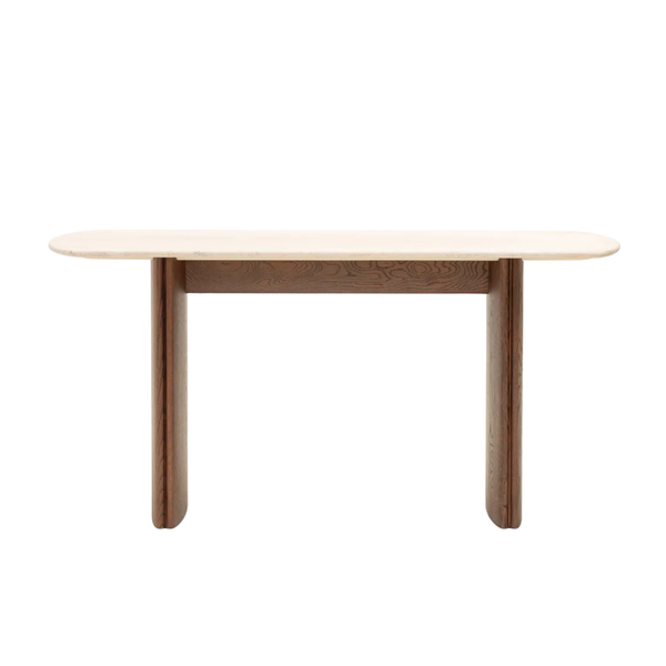 Tathra Console Table, Latte/Travertine, 59"W × 15.75"D × 29.5"H